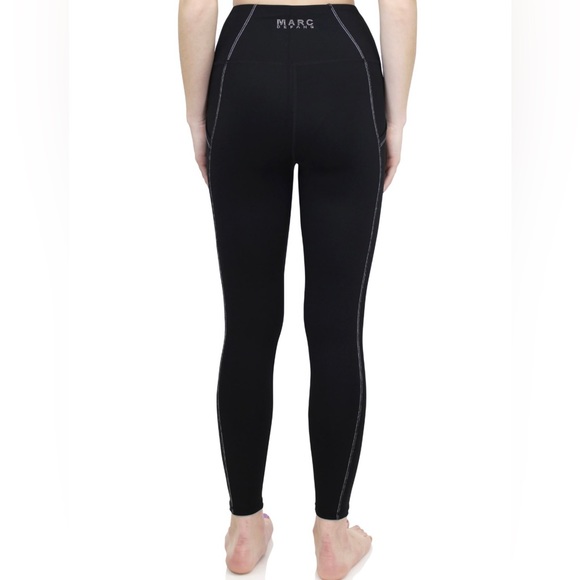 New Marc Defang Black Contrast Stitch Side Pocket Active Long Leggings - S - Picture 2 of 5